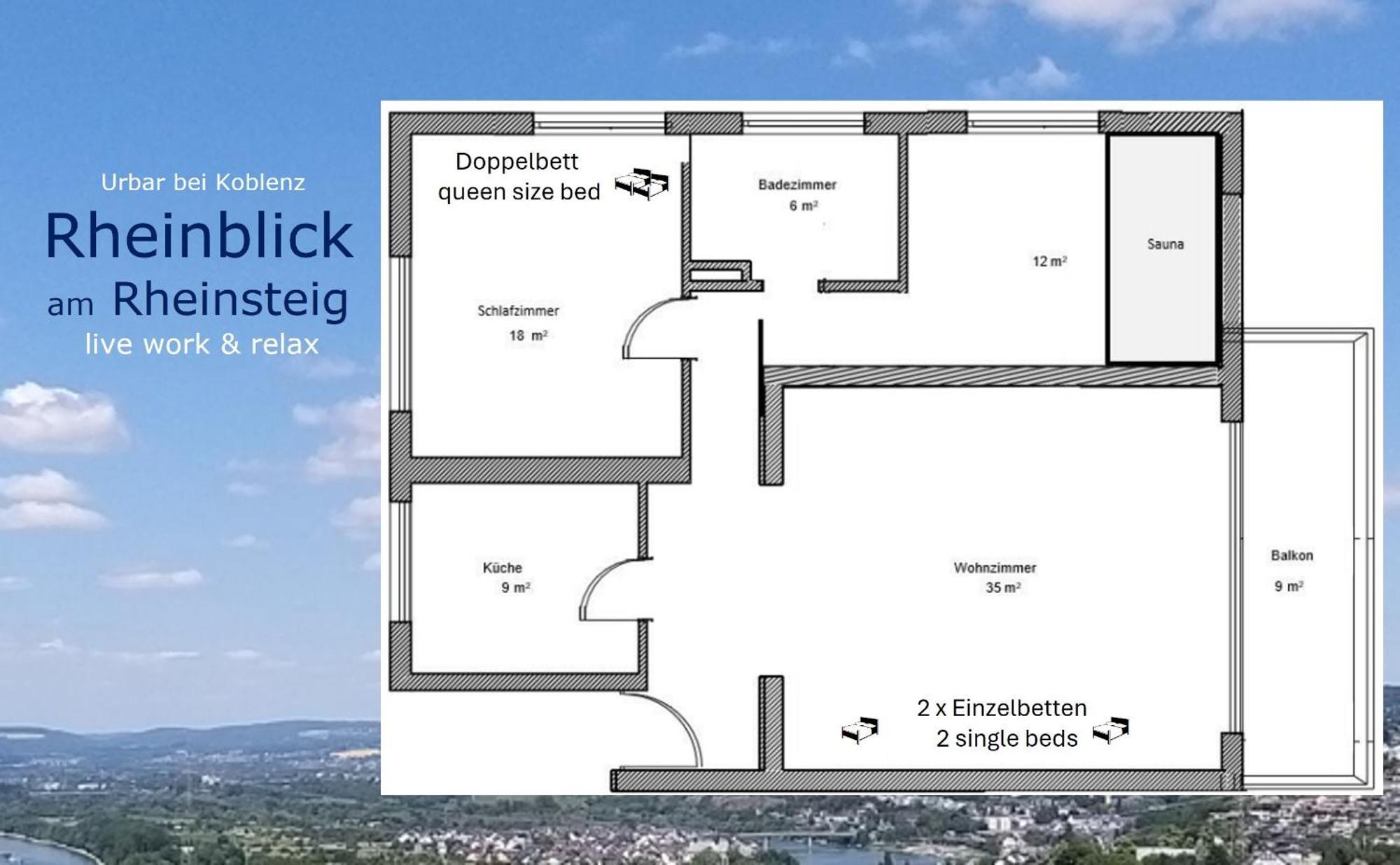 Rheinblick Am Rheinsteig Zur Festung Ehrenbreitstein Mit Balkon Und Sauna Urbar  Eksteriør bilde